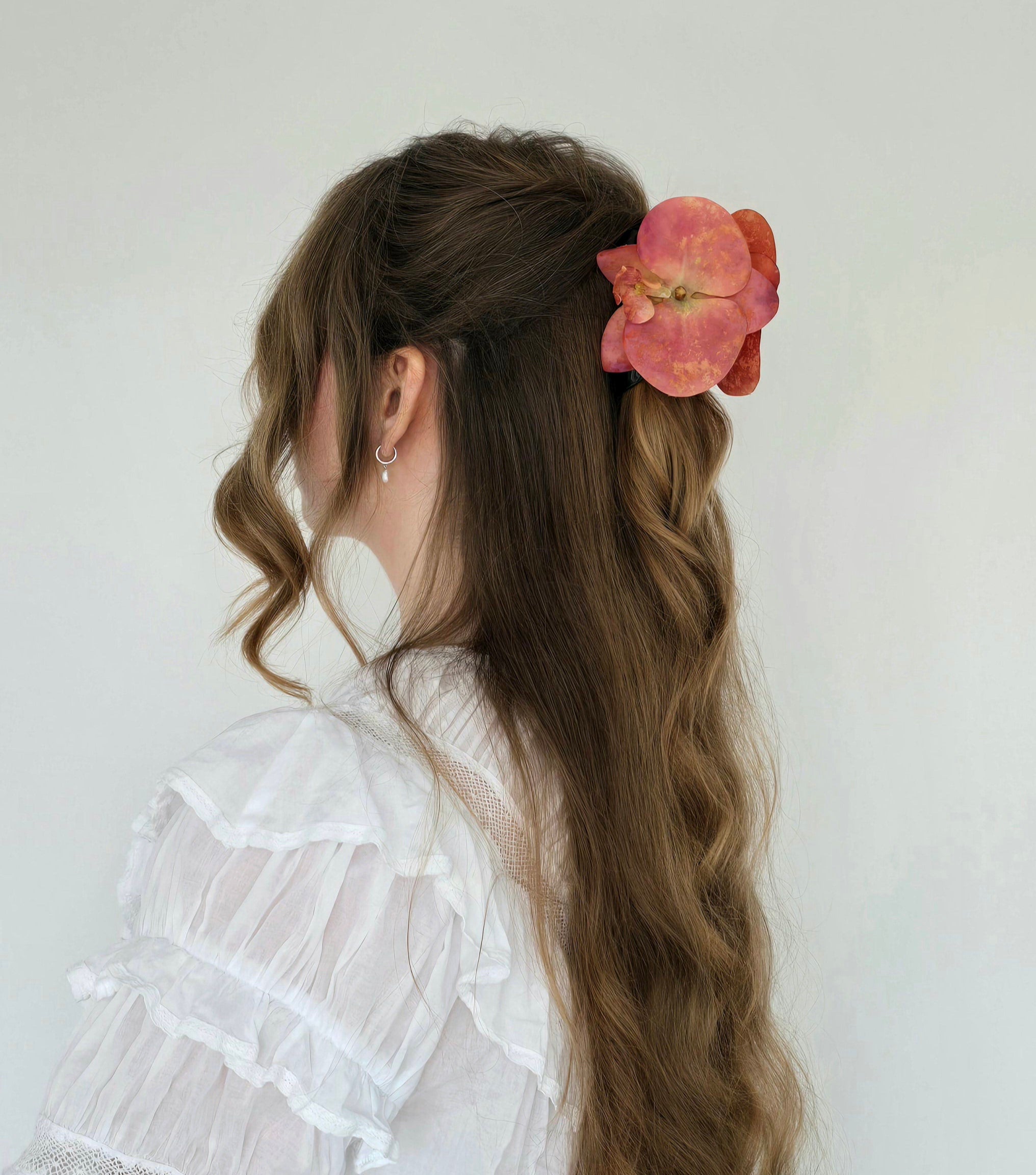 Burnt Orange Orchid Clip