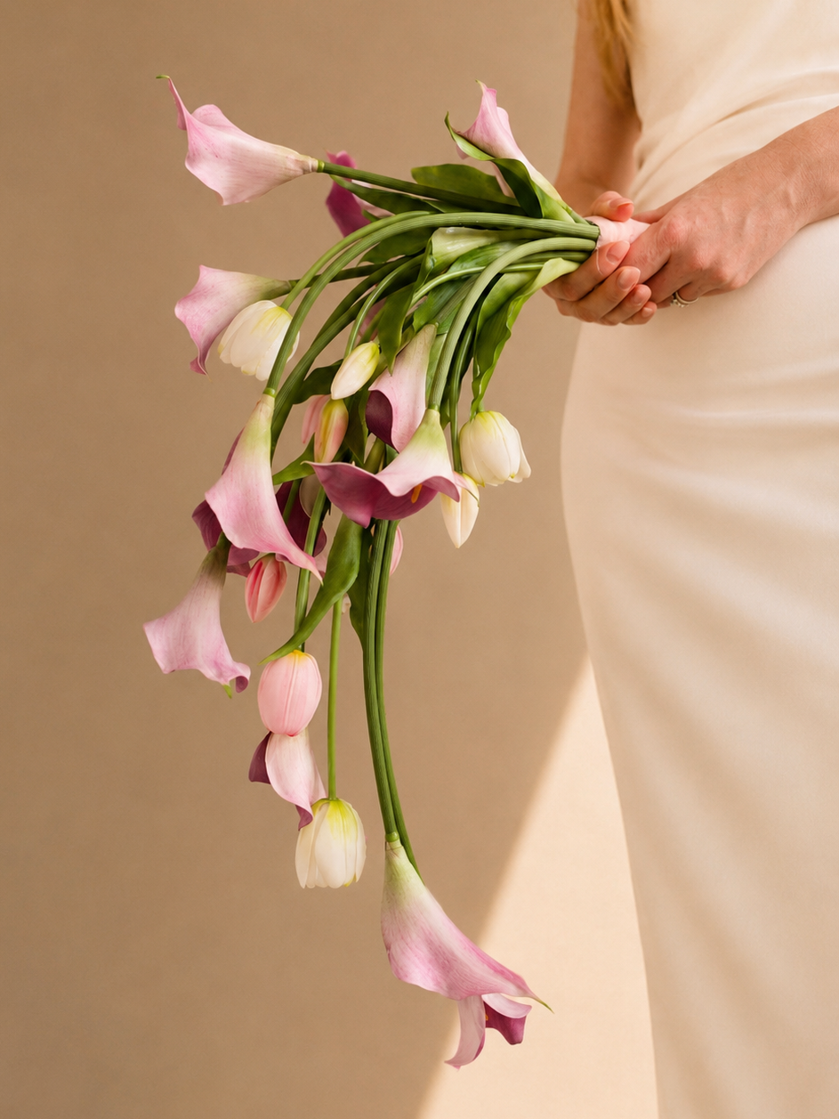 Cascading Calla Lily and Tulip Bouquet